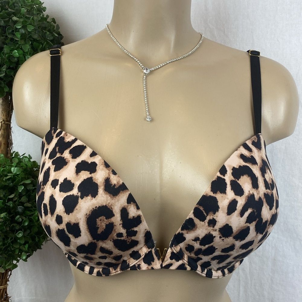 Victoria’s Secret Brown & Black Animal Print Padded Push Up Underwire Bra 34DD